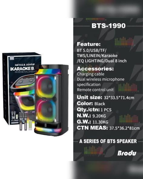 BTS-1990 Bluetooth Karaoke 22 Inch Speaker image 3