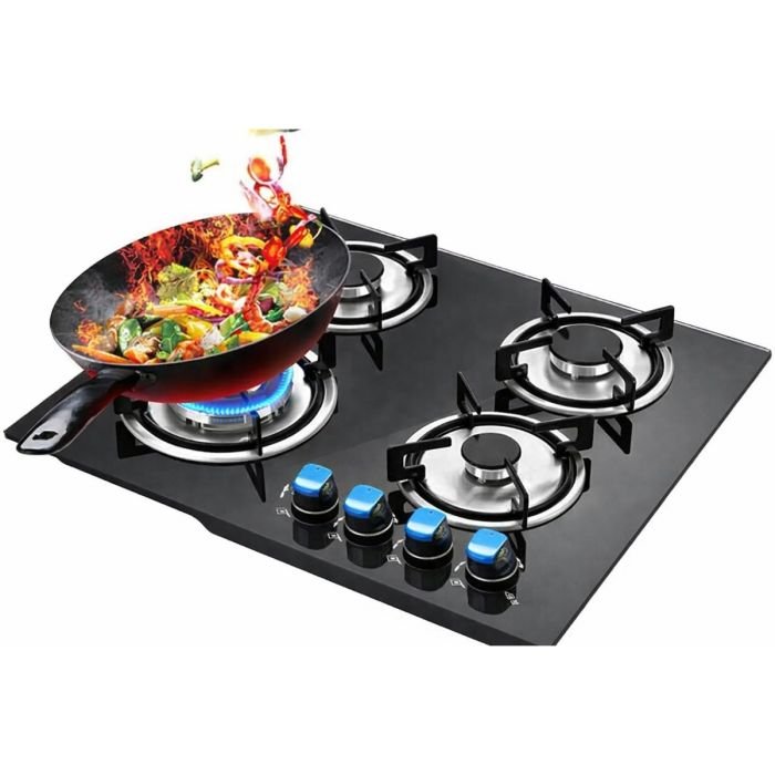 HappyHome Glass Top 4 Burner Gas Cooker