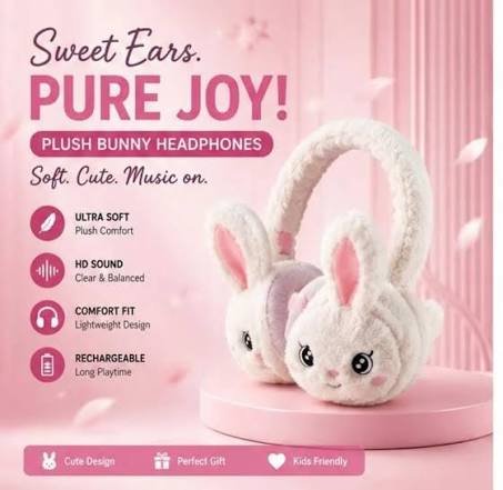 Cute Bunny Plush Wireless Headset image 2