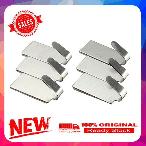 6 Pcs Stainless Steel Self-Adhesive Wall Hooks - 758-43A