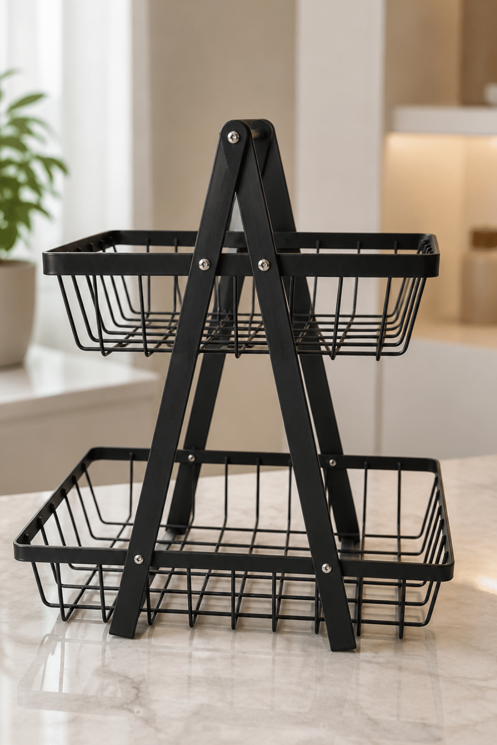 Black metal fruit and vegetable basket image 2
