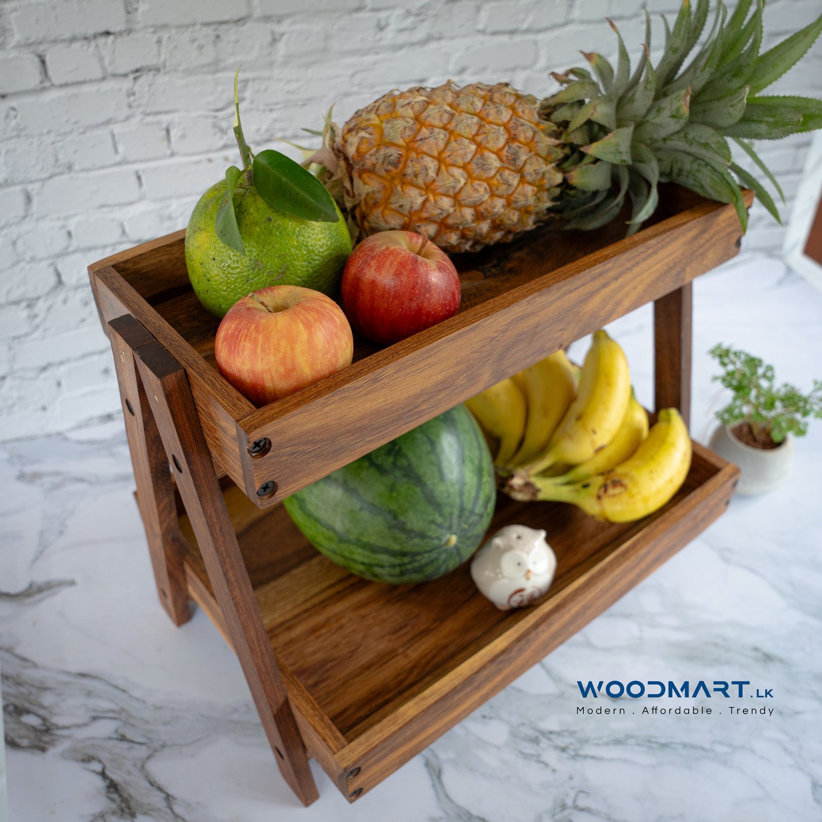 Fruit Basket with Wooden Base
